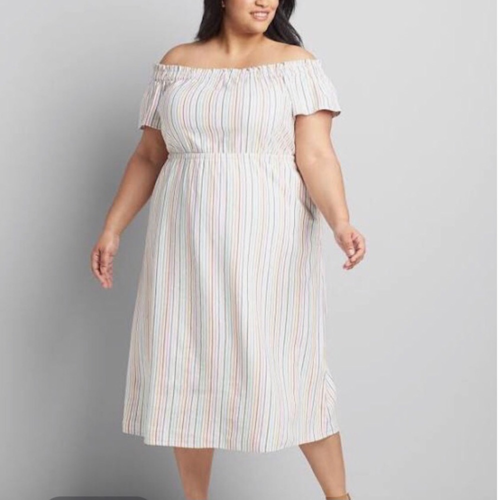 Lane Bryant stripped off shoulder dress size 22/24 NWT